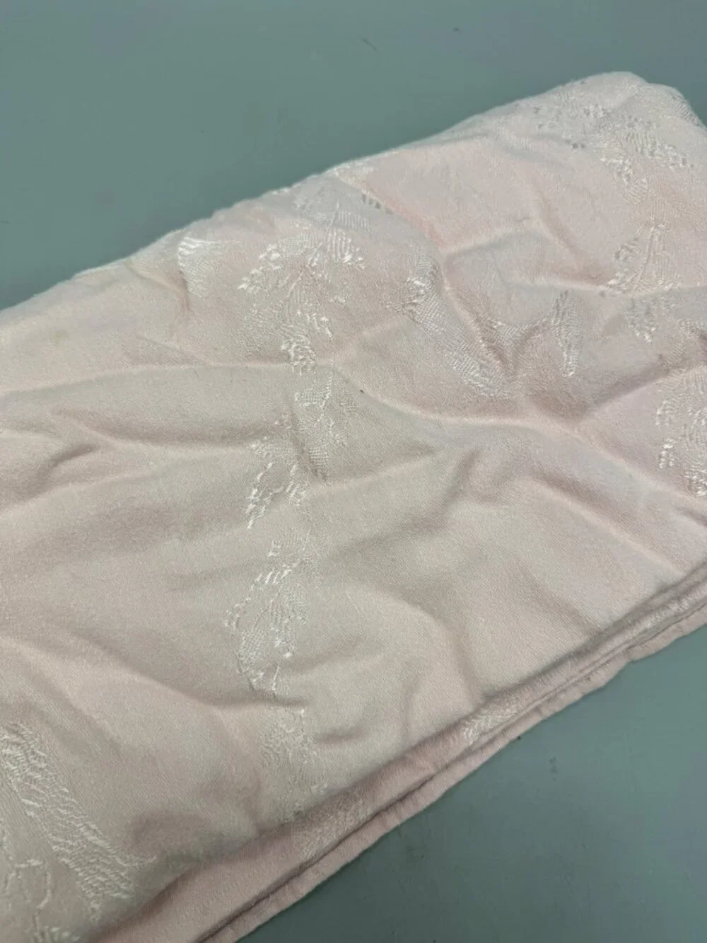 light Pink Embroidered tablecloth rectangle floral Easter spring 52x70
